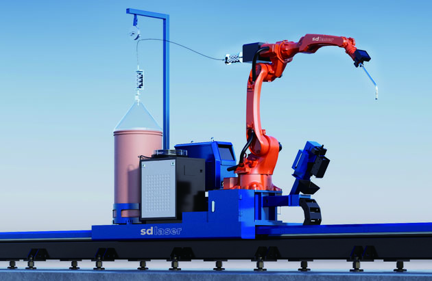 SD Laser R7 robothegesztő állomás lineáris pályán
